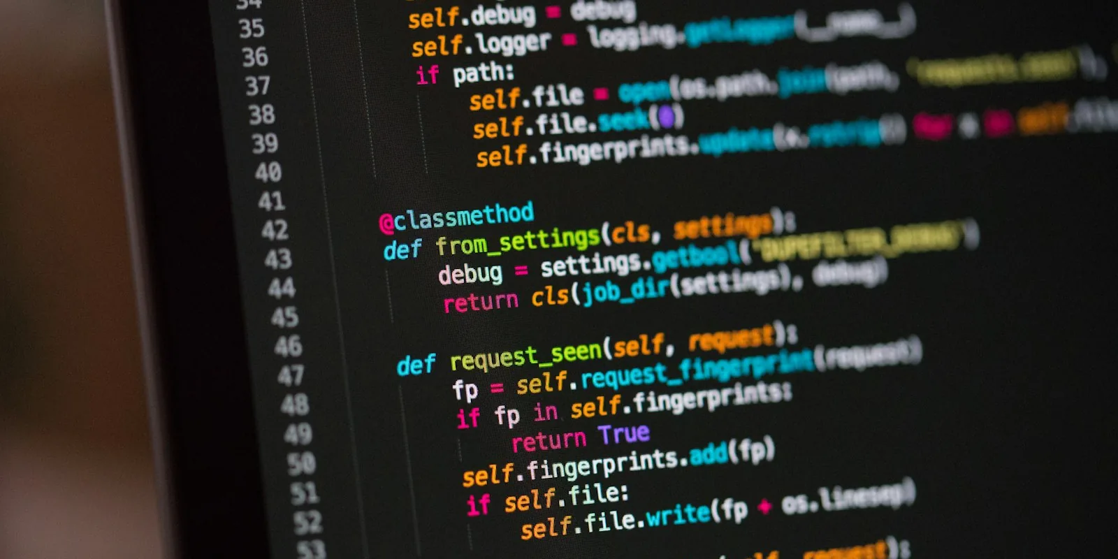 Rows of HTML code displayed on a screen