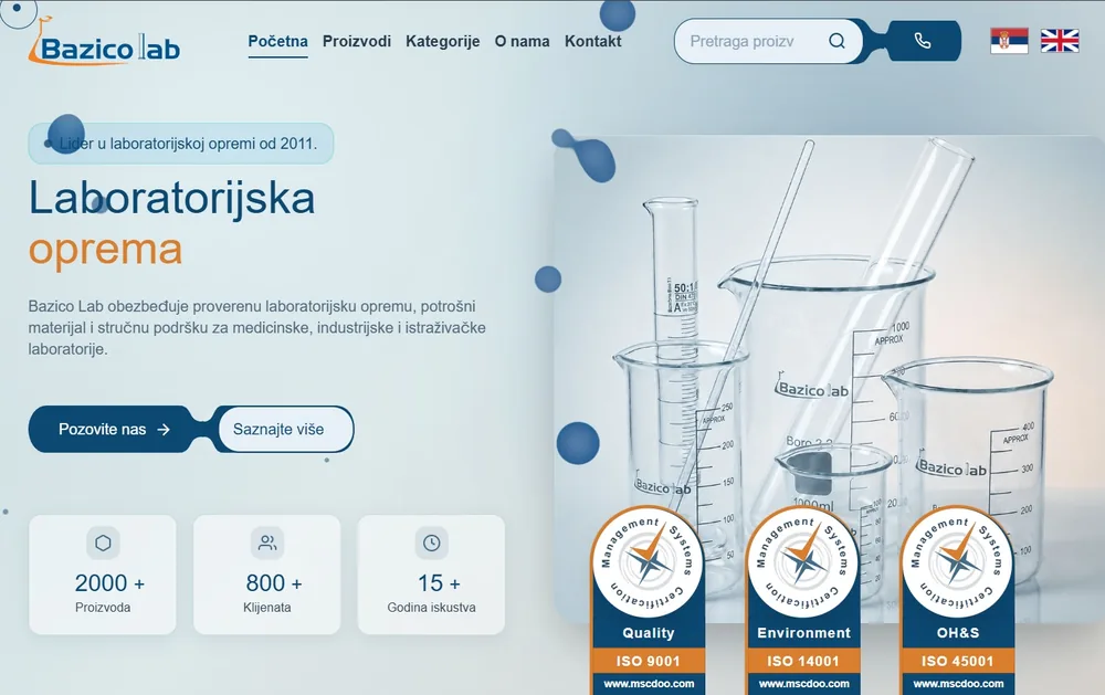 Website development for Bazicolab - professional web design for laboratory equipment